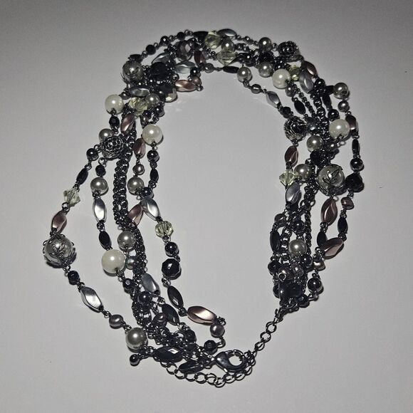 **Sale** Lia Sophia "Katie" Hematite Freshwater Pearl Multi-Strand Neck 22-25" - Picture 11 of 13